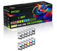 PFI101 Compatible for Canon Ink Cartridges with Chip imagePROGRAF iPF5000 iPF5100 iPF6000s iPF6100 Printers (1 Set)