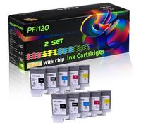 PFI120 Compatible for Canon Ink Cartridges with Chip imagePROGRAF GP-200 GP-300 TM-200 TM-205 TM-255 TM-300 TM-305 TM-350 Printers (2 Set)
