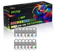 PFI706 Compatible for Canon Ink Cartridges with Chip imagePROGRAF iPF8300s iPF8400 iPF8400SE iPF9400 Printers (1 Set)