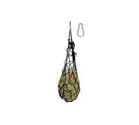 PFIFF 101253 Hay Net for Horses for Slow Feed, Pack of 3, Includes Carabiner Hook, Knotted Design with Sturdy Cord, Black