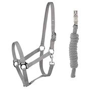 PFIFF 102931 Halter and Rope Set, Plastic Halter Lead Rope, Grey Cob