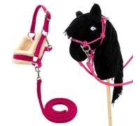 PFIFF Hobby Horse 103129 Little Lou Halter Set with Fluffy Fur Underlay and Lead Rope, Adjustable Size, Pink