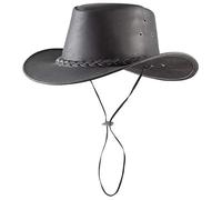 PFIFF Utah 101004 Western Hat, Cowhide Leather, Cowboy Hat, Western Cowboy Hat, Black, L (60 cm)
