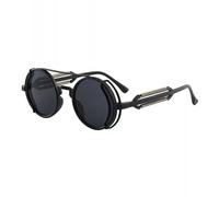 PFINAMC Sunglasses for Men Women Round Metal Frame Double Spring Leg Glasses Classic Retro Eyewear,C1,C