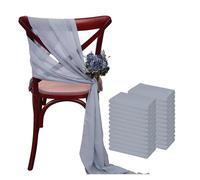 PFIOEUL 24 Pcs 17x275cm Chiffon Chair Sashes 12 Set White Chair Sash Wedding Chair Covers Ribbon Wedding Party Aisle Chair Decor(Gray blue)