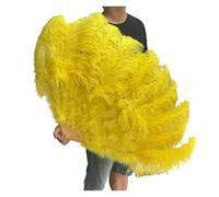 PFIOEUL Feather Dance Fan Feathers Fan Party Wedding Celebration Belly Dance Show DIY Decorative 13 Bones Feathers Fan(Yellow,1PCS Left hand)
