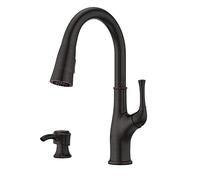 Pfister Alderwood Kitchen Faucet with Pull Down Sprayer and Soap Dispenser, Single Handle, Tuscan Bronze Finish, F5297AWY