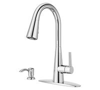 Pfister Barulli Kitchen Faucet with Pull Down Sprayer and Soap Dispenser, Single Handle, High Arc, Polished Chrome Finish, F5297BARC
