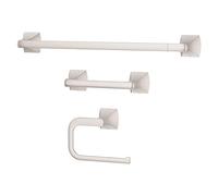 Pfister Bruxie 3-Piece Bathroom Hardware Set with Towel Bar, Towel Ring, and Toilet Paper Holder, Wall-Mounted, Spot Defense Brushed Nickel Finish, BTBBIE3GS