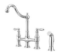 Pfister F-031-4COC Courant Bridge Kitchen Faucet with Side Sprayer, Polished Chrome