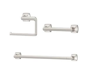 Pfister Vaneri 3-Piece Bathroom Hardware Set with Towel Bar, Towel Ring, and Toilet Paper Holder, Wall-Mounted, Spot Defense Brushed Nickel Finish, BTBVRI3GS