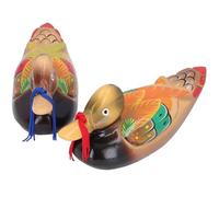 Pfjsseey 2Pcs Duck Statue, Colorful Hand Painted Wooden Mandarin Duck Love Animal Art Sculpture for Home Collectible Wedding Yard Decor