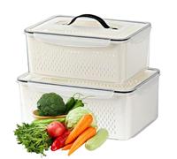Pfjsseey 2Pcs Fruit Storage Containers for Fridge, 4.5L & 7L Fruit and Vegetable Storage with Removable Colander Food Grade Keep Food Fresh Longer