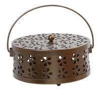 Pfjsseey 2PCS Mosquito Coil Holder, Hollow-out Retro Hanging Incense Burner with Lid and Handle, 6" Round Portable Outdoor Incense Holder with Support Feet for Home and Camping