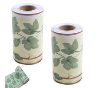 Pfjsseey 2Pcs Wallpaper Border Green Leaf 32.8 ft Long PVC Waterproof Wallpaper Borders Self Adhesive Peel and Stick Borders for Walls Living Room Bedroom Bathroom Kitchen Border