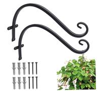 Pfjsseey Hanging Plant Holder, 2PCS 12 Inch Wall Mount Plant Hanger Bracket, Heavy-Duty Iron Hanging Hook, Hooks for Bird Feeder, Flower Basket, Lantern, Wind Chimes, Black