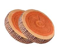 Pfjsseey Log Pillow 2Pcs 15x15x3 Inch Wood Slice Round Throw Pillows with Sponge Stuffed Plush Floor Cushion for Home, Hotel, Camping Tent