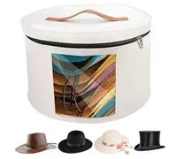 Pfjsseey Round Hat Box with Zipper Lid & Visual Window 16x10in Hat Box with Handle Portable Felt Storage Organizer for Home, Travel, White