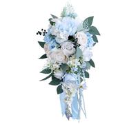 Pfjsseey Wedding Bouquet, Blue Seaside Wedding Bride Bouquet, Waterfall Shape, Tossing Floral, Vintage Style, for Bride Bridesmaid Ceremony & Anniversary