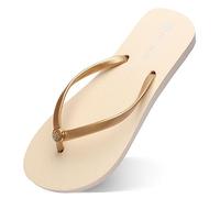 PFLife Beach Flip-flops Women Sandals for Women Ladies Flip Flops Rubber Sole Size 5 Size 6 Bump Texture Water Resistant Gold 6 UK