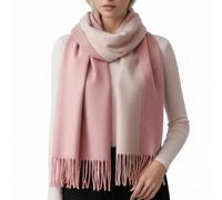 PFLife Wool Scarf 80''*27'' Women Cashmere Touch Scarf Gift Box Shawl Thick Oversized Scarves Wraps Tassels Double Side (Pink and White)