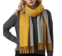 PFLife Wool Scarf 80''*27'' Women Cashmere Touch Scarf Gift Box Shawl Thick Oversized Scarves Wraps Tassels Double Side (Yellow)