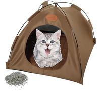 Pfoten Bedarf Premium Katzen Kühlzelt, Premium Cat Cooling Tent, Portable Cooling Dog House, Breathable & Foldable Pet Tent for Indoor and Outdoor Use, Ideal as a Retreat in Summer Heat (Coffee, L)