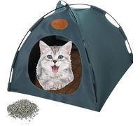 Pfoten Bedarf Premium Katzen Kühlzelt, Premium Cat Cooling Tent, Portable Cooling Dog House, Breathable & Foldable Pet Tent for Indoor and Outdoor Use, Ideal as a Retreat in Summer Heat (Grey, XL)
