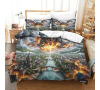 PFQHUAIDH 3 Piece The Dragon 3D Printed Duvet Cover with Pillowcases Animals Comforter Cover with Hidden Zipper, Microfibre Soft Hypoallergenic Bedding Set for Teens And Adults Super King（260x220cm）
