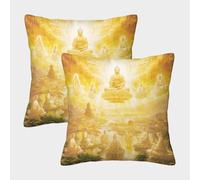 PFQHUAIDH Buddha 3D Printed Pillow Cover Furniture Decorative Square Fantasy Style Cushion Covers Set of 2 for Sofa Chair Living Room 45x45cm