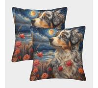 PFQHUAIDH Cute Border Collie 3D Printed Pillow Cover Furniture Decorative Square Pet Dogs Cushion Covers Set of 2 for Home Livingroom Couch Bed Sofa Decorate 45x45cm