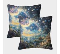 PFQHUAIDH Northern Lights 3D Printed Pillow Cover Decorations Square Fantasy Style Cushion Covers Set of 2 for Sofa Couch Car Home Decor 50x50cm
