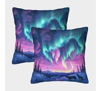 PFQHUAIDH Northern Lights 3D Printed Pillow Cover Furniture Decorative Square Fantasy Style Cushion Covers Set of 2 for Sofa Chair Living Room 40x40cm