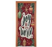 Pfrewn Christmas Decorations Door Cover Holly Ball Ornament Joy to The World Front Door Backdrop Banner Winter Holiday Garage Door Sign for Home Indoor Outdoor Party Supplies 36x98 in