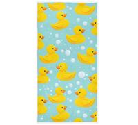 Pfrewn Cute Yellow Ducks Hand Bath Towels Soft Absorbent Bathroom Guest Towel Hanging Kitchen Dish Towel for Home Decor 16x30 in
