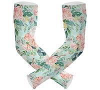 Pfrewn Gardening Arm Sleeves for Women Camellia Floral on Blue Farm Defense Sleeves for Garden Spring Summer Floral Cooling Arm?Protection Farmers Sleeves, 2 Pack