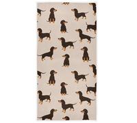 Pfrewn Happy Dachshund Dog Puppy Hand Bath Towels Soft Absorbent Bathroom Guest Towel Hanging Kitchen Dish Towel for Home Decor 16x30 in