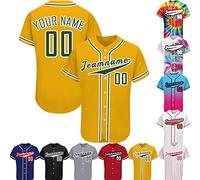 PFTPOW Custom Baseball Jersey Men Women Customise Button Down Personalised Baseball Shirt Print Name Numbers Logo for Adult/Youth