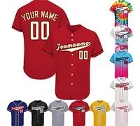 PFTPOW Custom Baseball Jersey Men Women Customise Button Down Personalised Baseball Shirt Print Name Numbers Logo for Adult/Youth