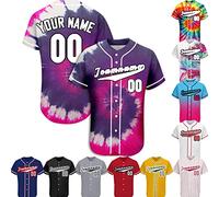 PFTPOW Custom Baseball Jersey Men Women Customise Button Down Personalised Baseball Shirt Print Name Numbers Logo for Adult/Youth