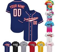 PFTPOW Custom Baseball Jersey Men Women Customise Button Down Personalised Baseball Shirt Print Name Numbers Logo for Adult/Youth