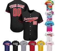 PFTPOW Custom Baseball Jersey Men Women Customise Button Down Personalised Baseball Shirt Print Name Numbers Logo for Adult/Youth