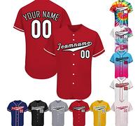 PFTPOW Custom Baseball Jersey Men Women Customise Button Down Personalised Baseball Shirt Print Name Numbers Logo for Adult/Youth
