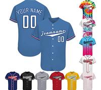 PFTPOW Custom Baseball Jersey Men Women Customise Button Down Personalised Baseball Shirt Print Name Numbers Logo for Adult/Youth