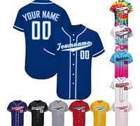 PFTPOW Custom Baseball Jersey Men Women Customise Button Down Personalised Baseball Shirt Print Name Numbers Logo for Adult/Youth