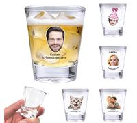 PFTPOW Personalised Custom Shot Glasses 45ml (1.5oz), Engraved Photo Picture Text, Customised Gift for Parties, Weddings, Birthdays(Face)