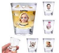 PFTPOW Personalised Custom Shot Glasses 45ml (1.5oz), Engraved Photo Picture Text, Customised Gift for Parties, Weddings, Birthdays(Cartoon Face)