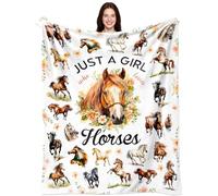 PFURCE Horse Blanket Gifts Just A Girl Who Loves Horse Blanket Cozy Flannel Horses Throw Blankets Decor Bedding Gifts for Kids Adults 50"x40"