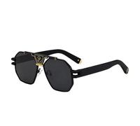 PFVURTSAM Oversized Octagonal Sunglasses, Gold Metal Frame, Gradient Lens | Aviator Style, Blue to Beige Gradient, Black Temple Arms, Double Bridge, Unisex Fashion
