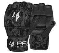 PFX MMA Fighting Gloves | Non-Slip Grappling Sparring Gloves for Men Women with Open Palm Design | Punching Gloves for MMA Muay Thai Martial Arts Combat Training Cage Fighting (Black/White, L/XL)